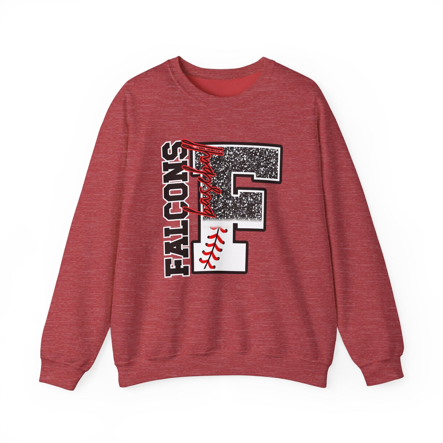 Falcons Baseball FAUX Glitter- Adult Unisex Heavy Blend™ Crewneck Sweatshirt