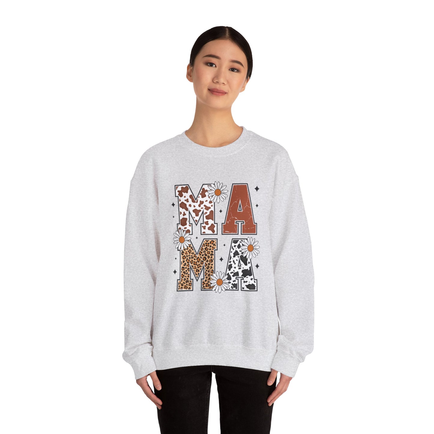 Cow Print Mama - Unisex Heavy Blend™ Crewneck Sweatshirt