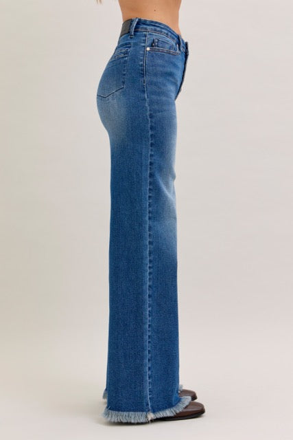 Karla High Waist Column Straight Button-Fly & Back Welt Pkts