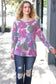 Beautiful You Magenta Floral Vintage Two Tone Knit Top