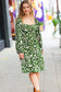 Positive Perceptions Olive Ditsy Floral Square Neck Dress