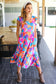 Bold & Beautiful Multicolor Abstract Floral Fit & Flare Midi Dress