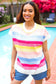 Feeling Playful Blue & Fuchsia Striped Short Dolman Sleeve Knit Top