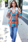 Stand Out Teal & Orange Plaid Fleece Hoodie Shacket