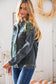 Green Leopard Distressed Washed Denim Jacket