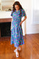 Eyes On You Navy Neon Floral Smocked Waist Maxi Dress