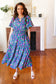 Eyes On You Navy Neon Floral Smocked Waist Maxi Dress