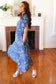 Eyes On You Navy Neon Floral Smocked Waist Maxi Dress