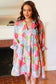 Look Of Love Lime & Coral Patchwork Print V Neck Dress