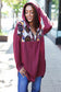 Stand Out Burgundy Tribal Print Half Zip Longline Hoodie