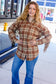 Boldly You Taupe & Rust Flannel Plaid Fringe Jacket