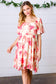 Peach Floral Chiffon Puff Sleeve Dress