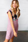 Pink Floral & Striped Yoke Babydoll Dress