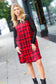 Red & Black Holiday Checker Plaid Eyelet Twofer Midi Dress