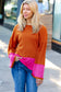 Fuchsia & Rust Color Block Hacci Top