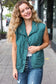 Weekend Ready Hunter Green Snap Button Quilted Puffer Vest