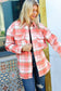 Orange Plaid Flannel Button Down Shacket