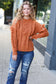 Joyful Days Rust Cable Knit Tassel Fringe Sweater