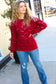 Casual Chic Burgundy Pointelle Lace Shoulder Knit Sweater