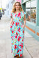 What A Vision Aqua Floral Fit & Flare Maxi Dress