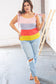 Pink/Lavender Waffle Thermal Color Block Slim Fit Top