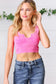 Candy Rose Washed Rib Cropped Notched Tank