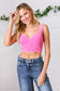 Candy Rose Washed Rib Cropped Notched Tank