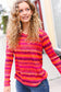 Be Bold Flame & Magenta Striped Cable Knit Print Hacci Top