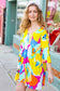 Bright Thoughts Yellow Floral Print V Neck Babydoll Dress