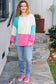 The Slouchy Mint & Pink Drop Shoulder Terry Color Block Top