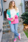 The Slouchy Mint & Pink Drop Shoulder Terry Color Block Top