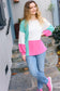 The Slouchy Mint & Pink Drop Shoulder Terry Color Block Top