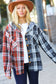 Rust & Charcoal Plaid Colorblock Hoodie Shacket