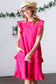 French Rose Tiered Ruffle Crinkle Dress