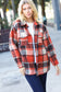 Rust Plaid Flannel Button Down Shacket