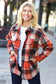 Rust Plaid Flannel Button Down Shacket