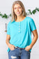 Sky Blue Dolphin Hem Shell Button Down Top