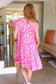 Remember Me Pink Zebra Print Tiered Ruffle Sleeve Woven Dress