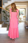 More Than Lovely Coral Floral Embroidery Dot Maxi Dress