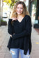 Casual Chic Black Oversized V Neck Rib Knit Sweater