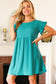 Summer Days Teal Waffle Knit Ruffle Sleeve Babydoll Dress