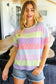 Stand Out Lavender & Pink Striped Textured Waffle Knit Top