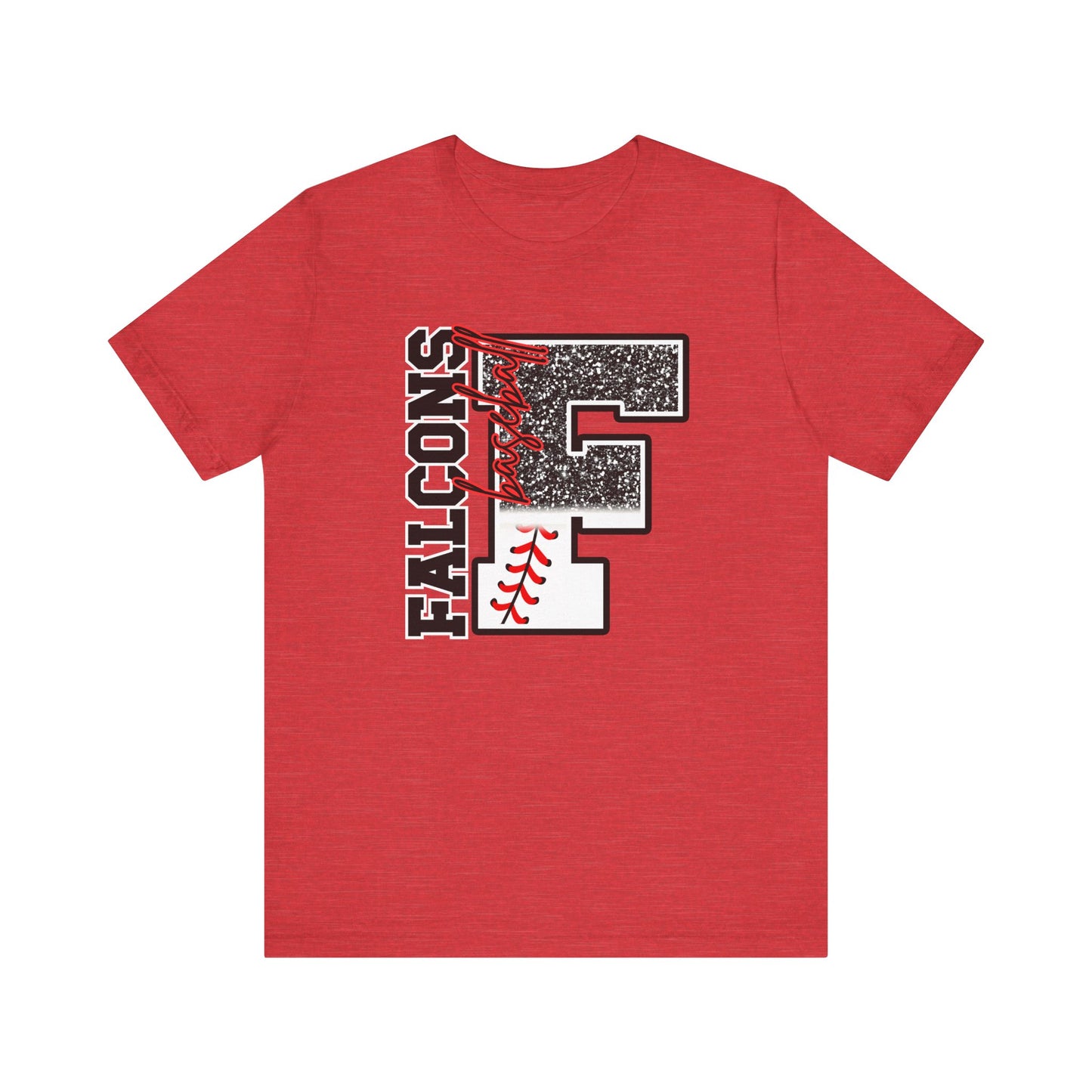 Falcons Baseball FAUX glitter- Adult Unisex Jersey Short Sleeve Tee