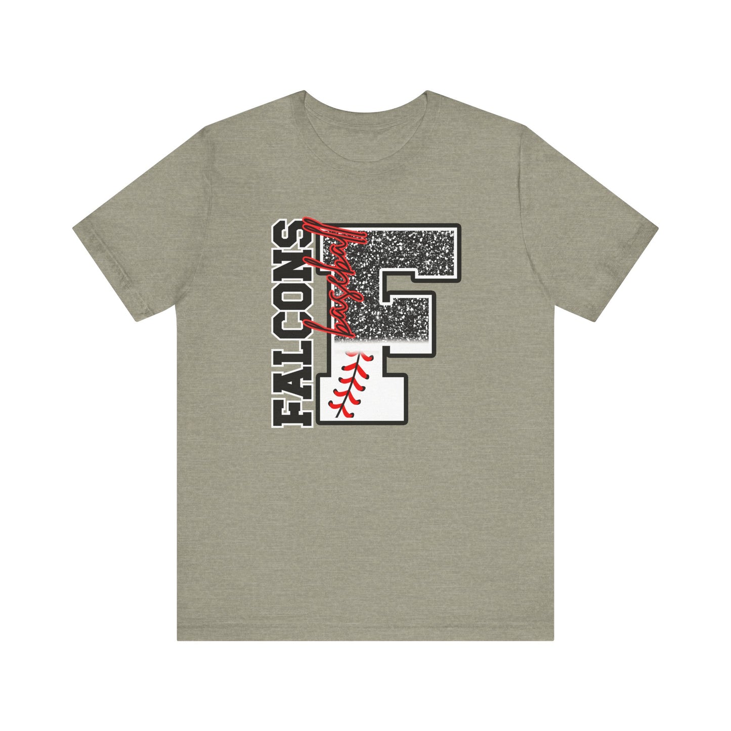Falcons Baseball FAUX glitter- Adult Unisex Jersey Short Sleeve Tee