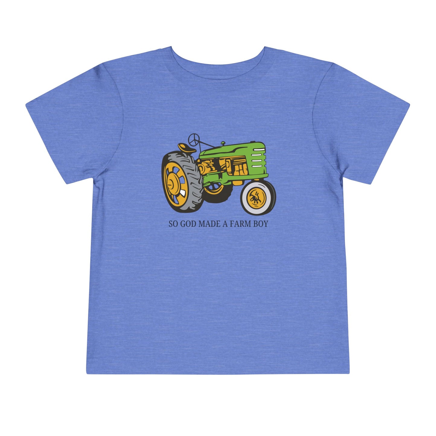Toddler Tractor Tee — "So God Made a Farm Boy" Cotton Shirt