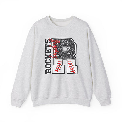 Rockets Baseball- FAUX glitter- Unisex Heavy Blend™ Crewneck Sweatshirt