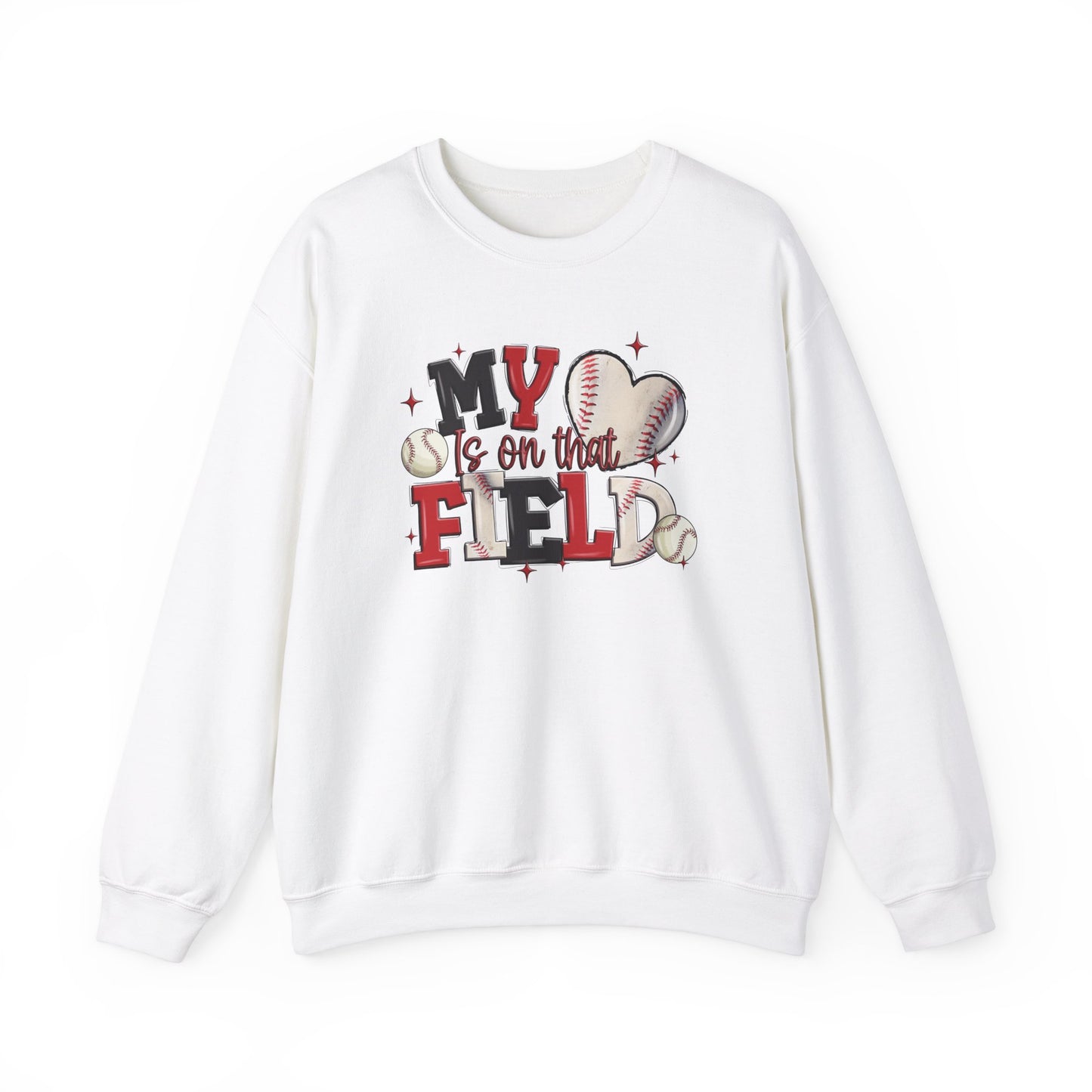 Baseball My Heart Is on That Field- Unisex Heavy Blend™ Crewneck Sweatshirt