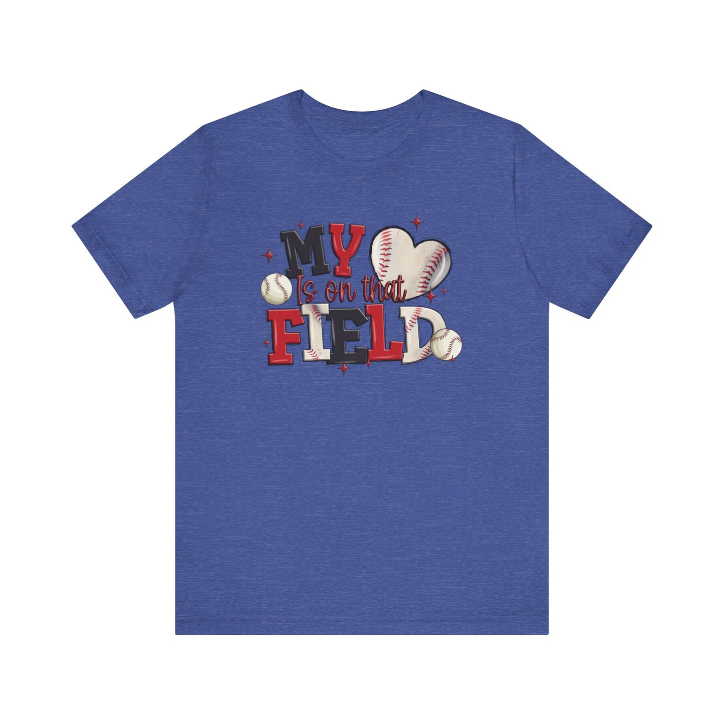 Baseball My Heart Is on That Field- Adult Unisex Jersey Short Sleeve Tee