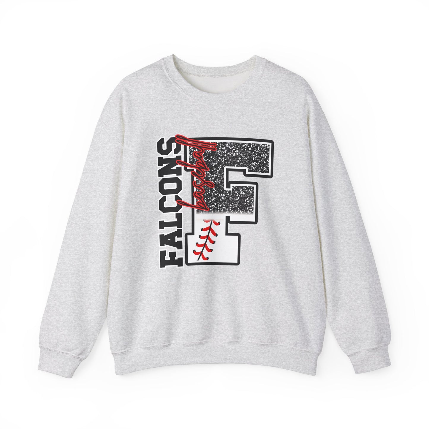 Falcons Baseball FAUX Glitter- Adult Unisex Heavy Blend™ Crewneck Sweatshirt
