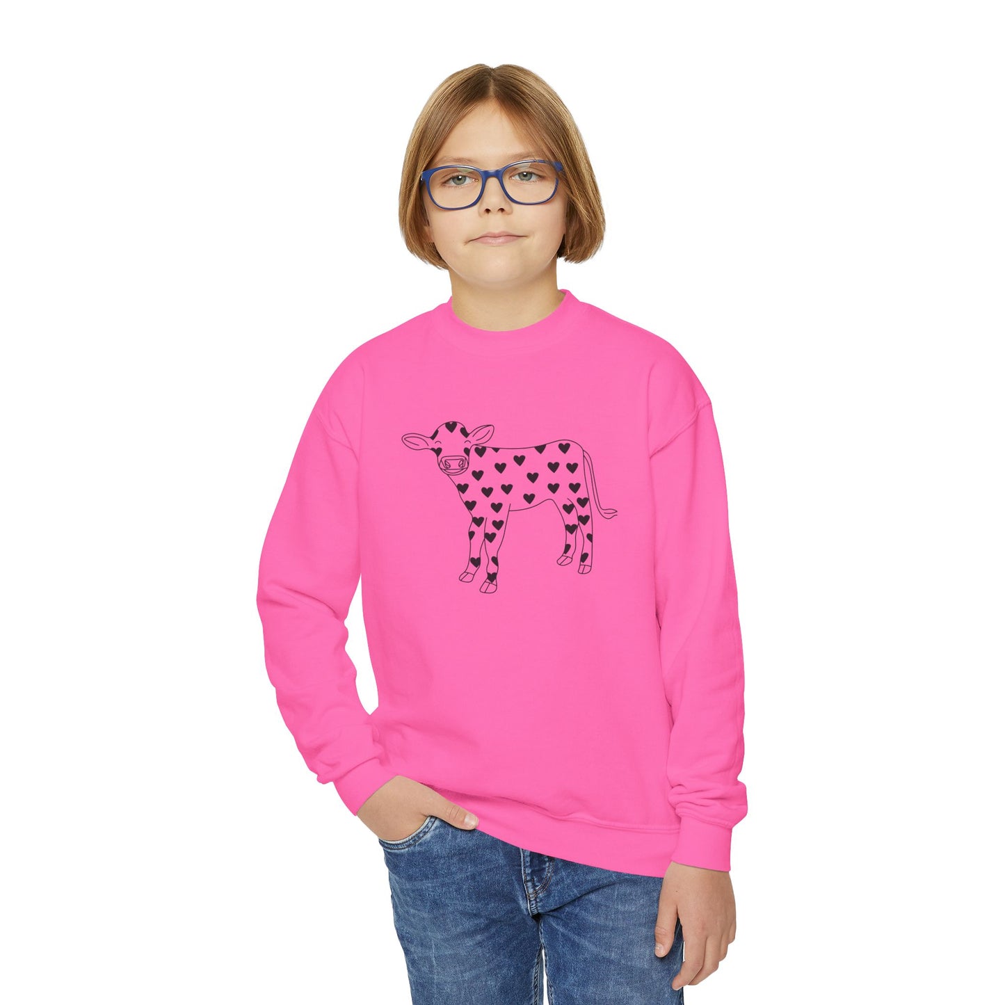 Valentines Cow- Youth Crewneck Sweatshirt